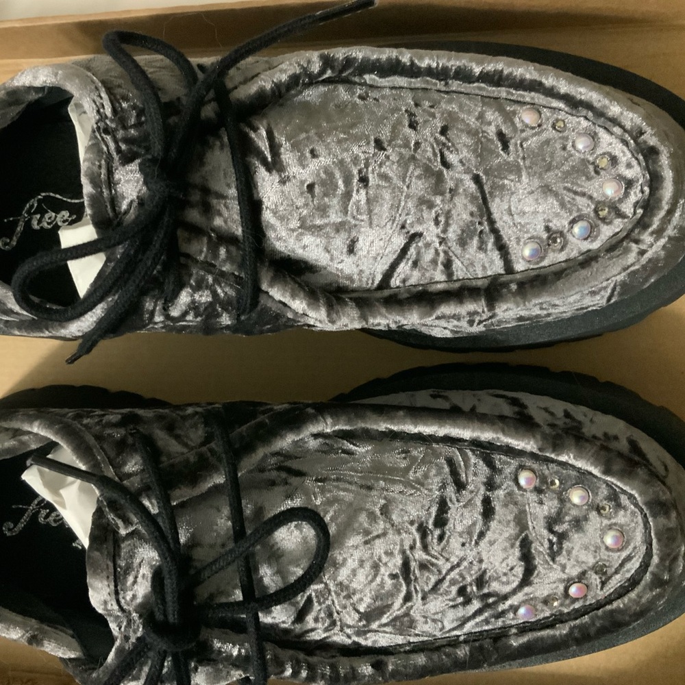 🔥 HOT 🔥 Free People Convertible Velvet Loafer, Gray/Black, Size EU 38 (US 8)